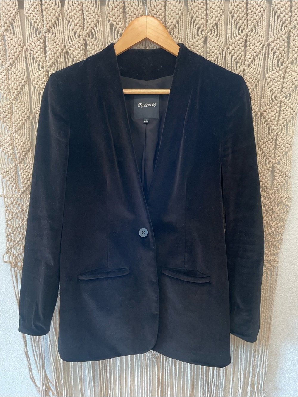 Madewell Black Velvet Blazer
